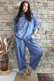 Rustic Nature Linen Blend Barrel Pant Washed Navy